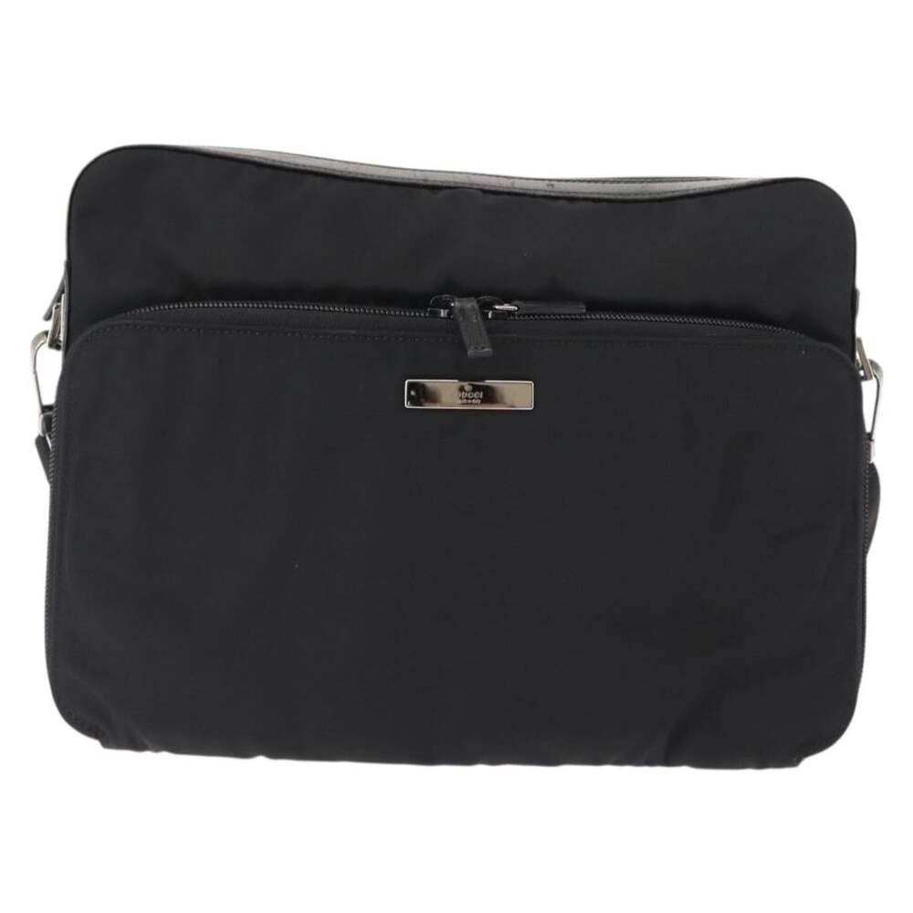 Gucci Nylon Leather Shoulder Bag Black